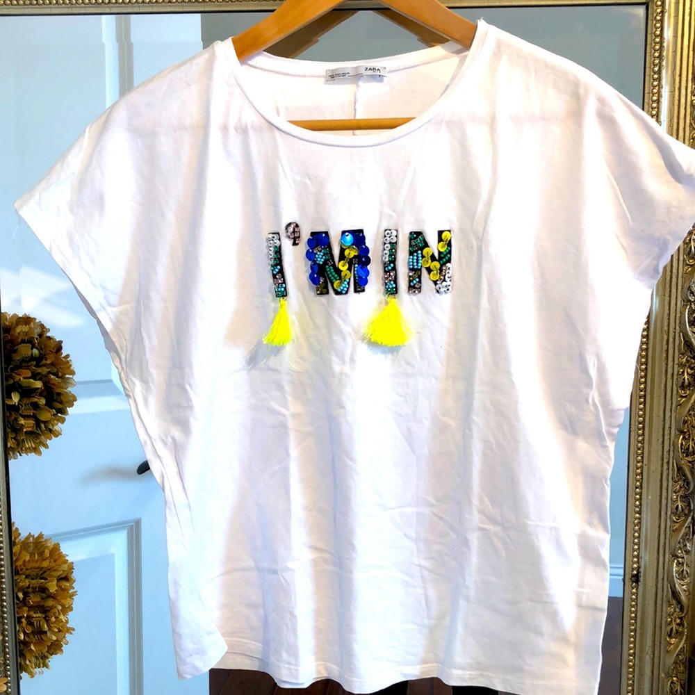 SzM boxy fit  white t shirt